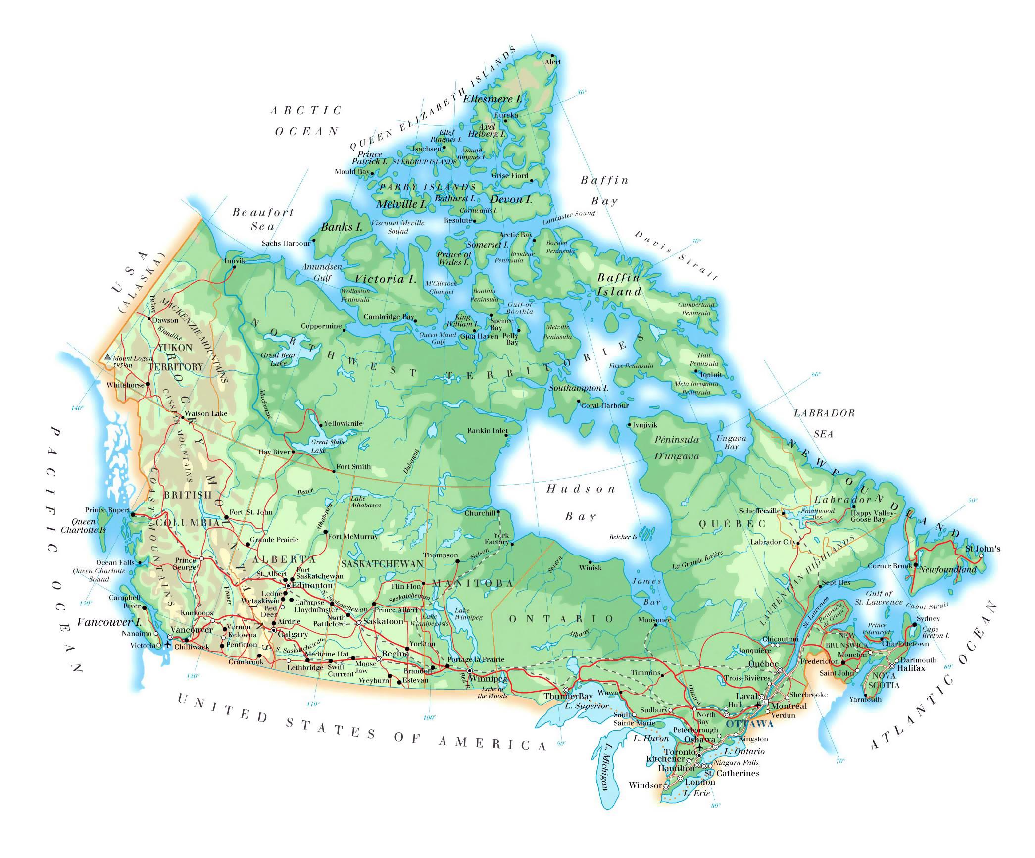 Canada Elevation Map 