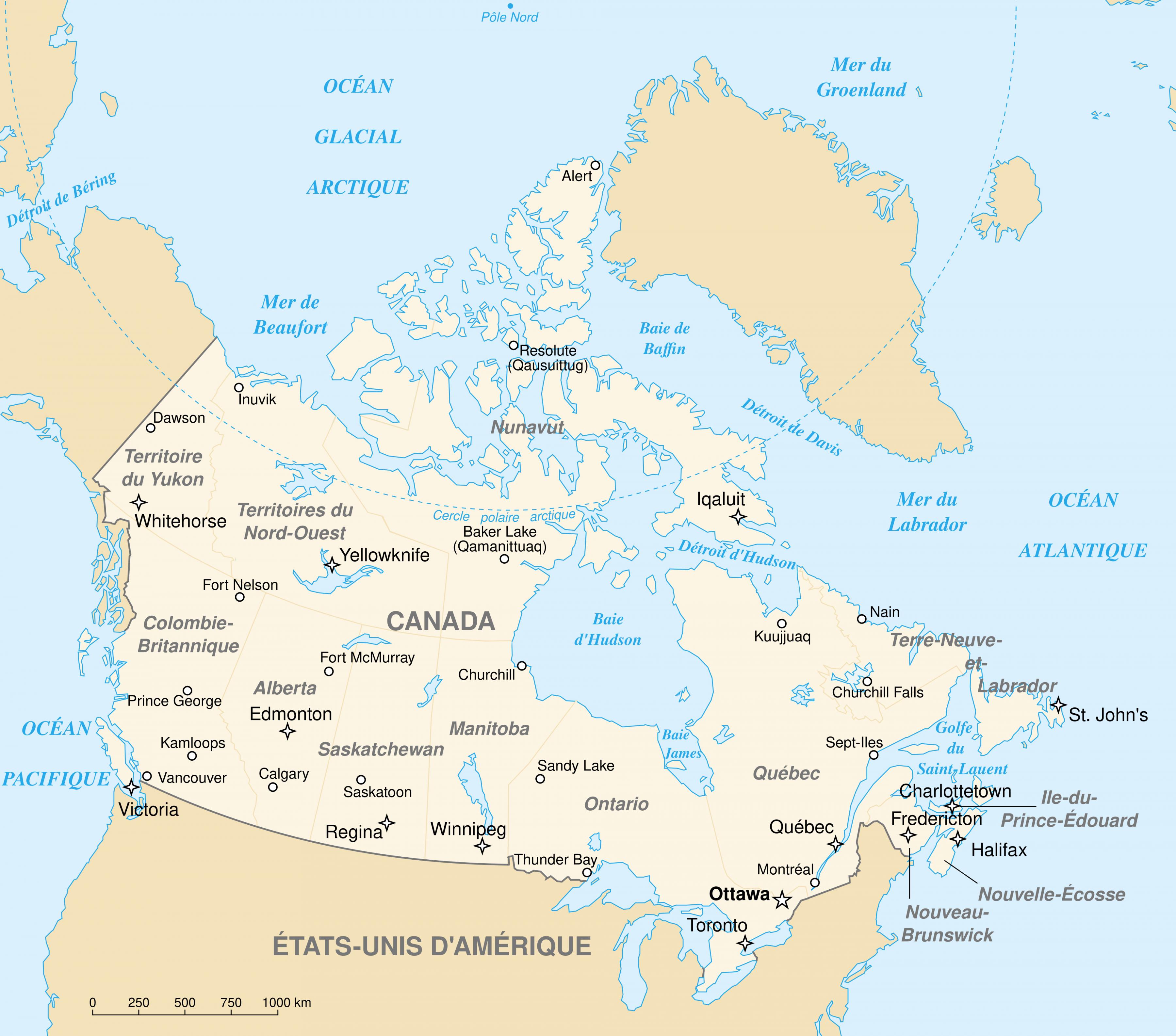 Map of Canada cities major cities and capital of Canada