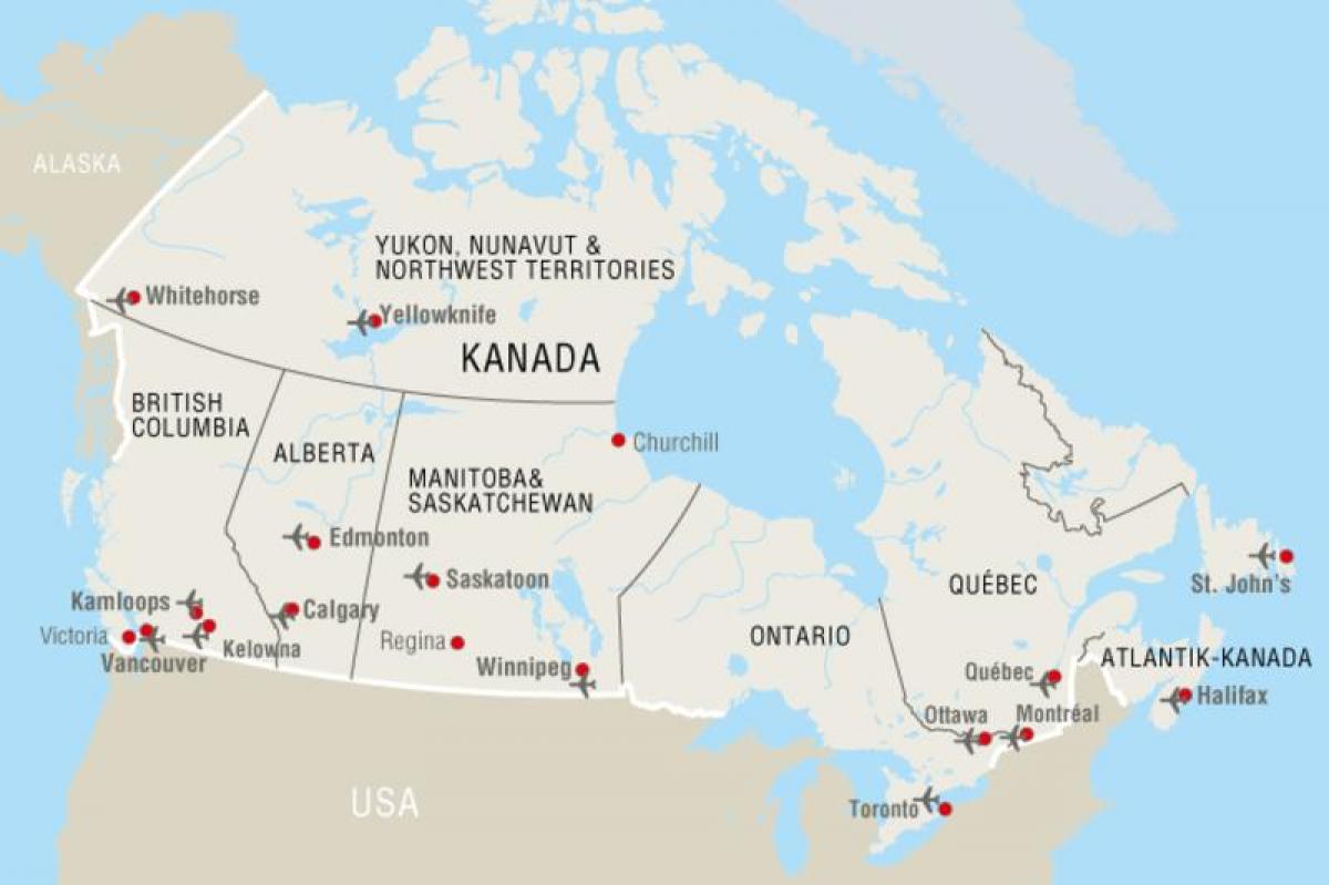 Map of Canada airports