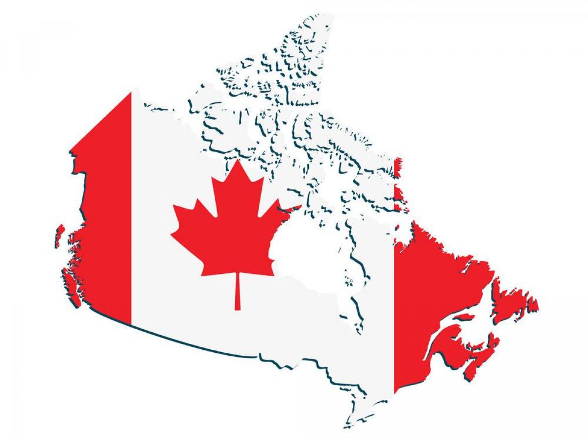 Map of Canada flag