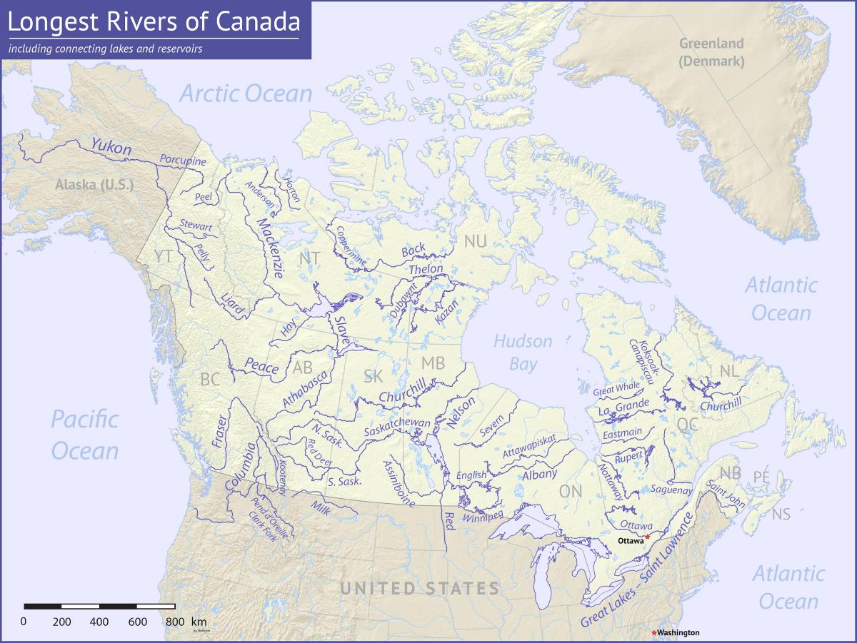 Rivers in Canada map